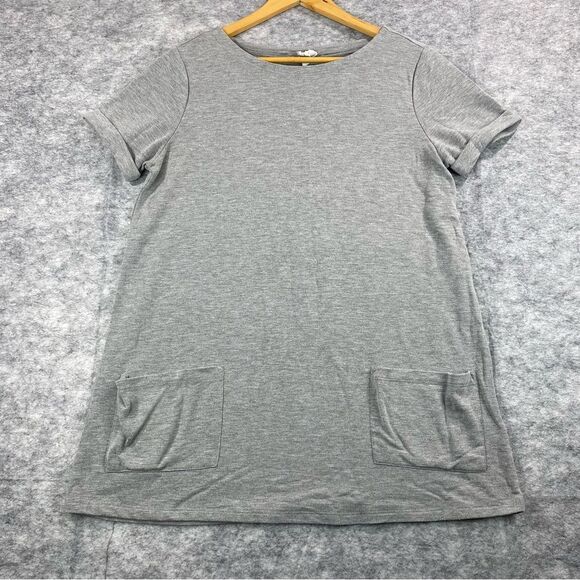 Cable & Guage Womens Grey Short Sleeve Crew Neck Front Pocketed Blouse Size M - Picture 1 of 12